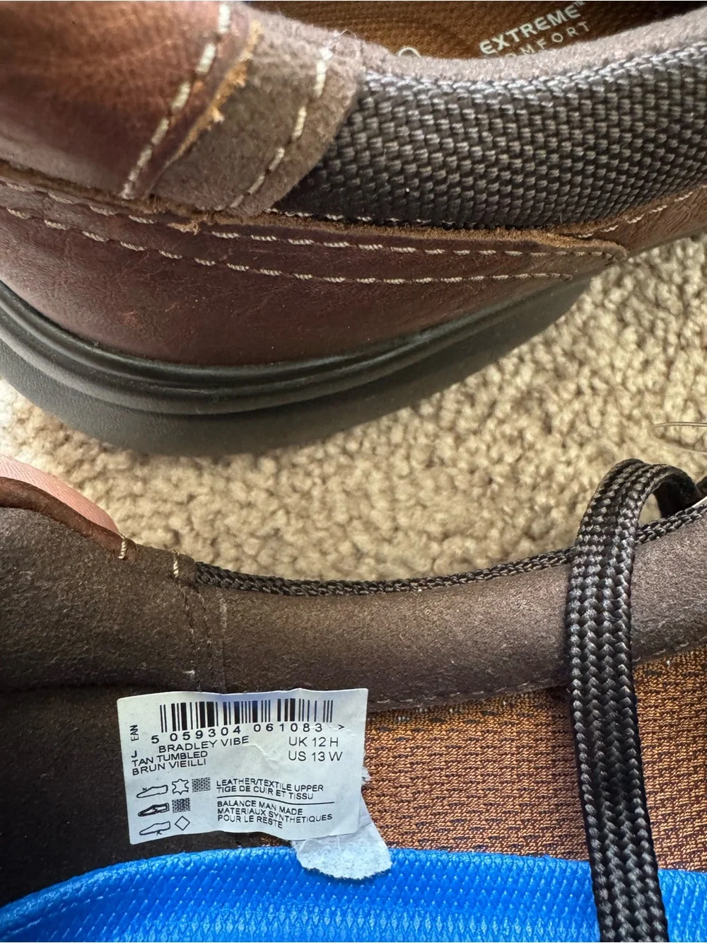 Clark’s Bradley Vibes Oxford Shoes Brown Leather Lace Size 13W Comfort Ortholite
